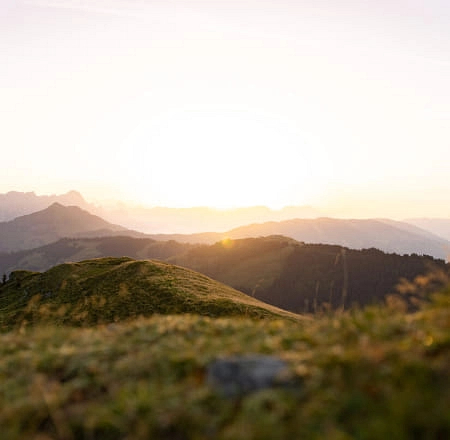 Blick auf die Hochalmspitze bei Sonnenuntergang